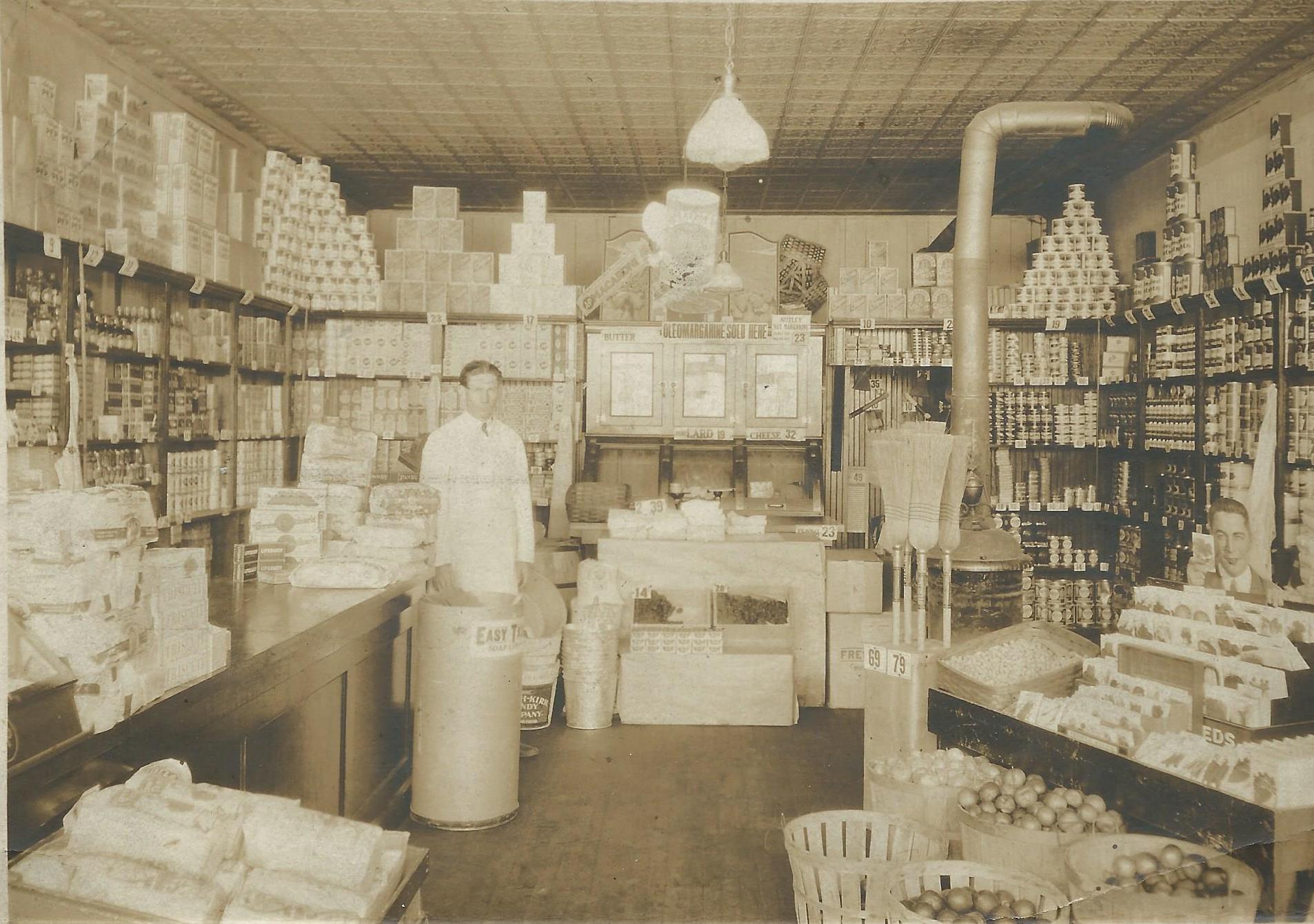William T. McNitt in his A&P grocery store