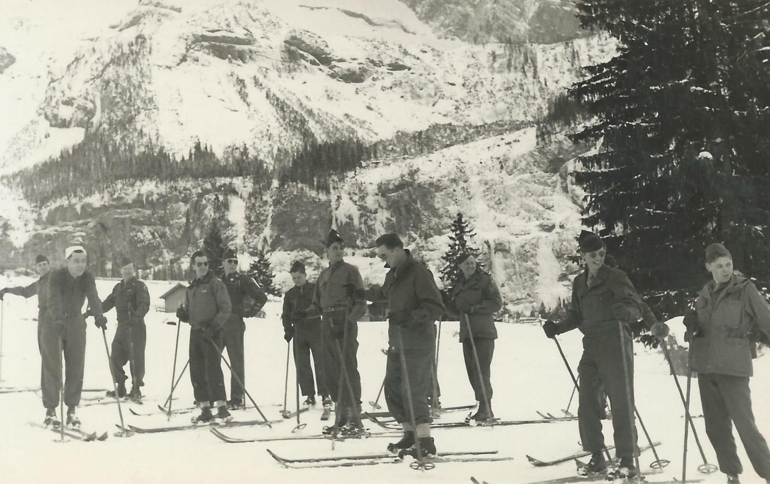 Skiing lessons (James McNitt third from left)