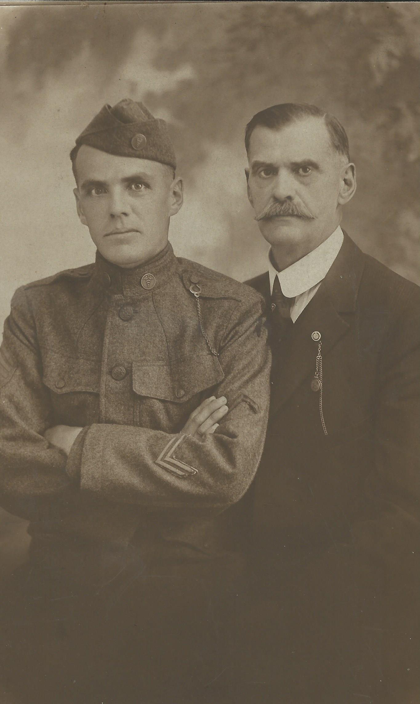 Elmer Merrill and his father Roando, probably before going overseas.