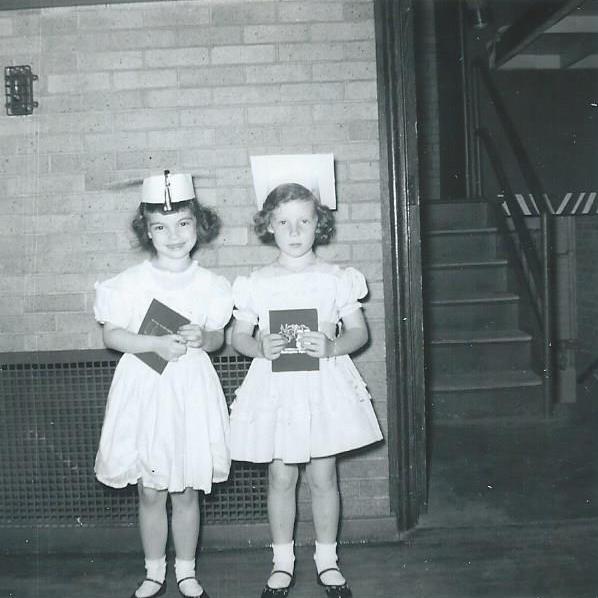 Marilyn Munsell graduation from kindergarten with her unknown friend