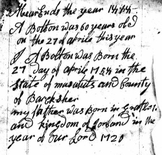 Information about the birth of Alexander Bolton