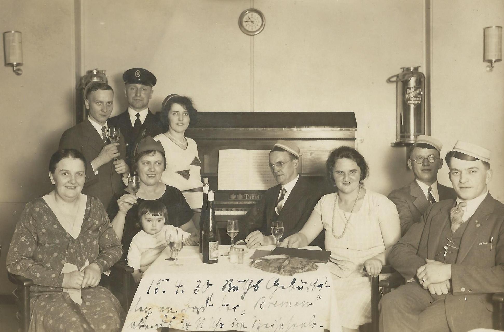 Bertha Boettcher Weinmann, Ruth Weinmann, and fellow passengers